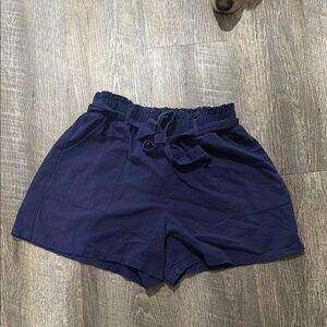 Blue High Waist Relaxed Fit Shorts